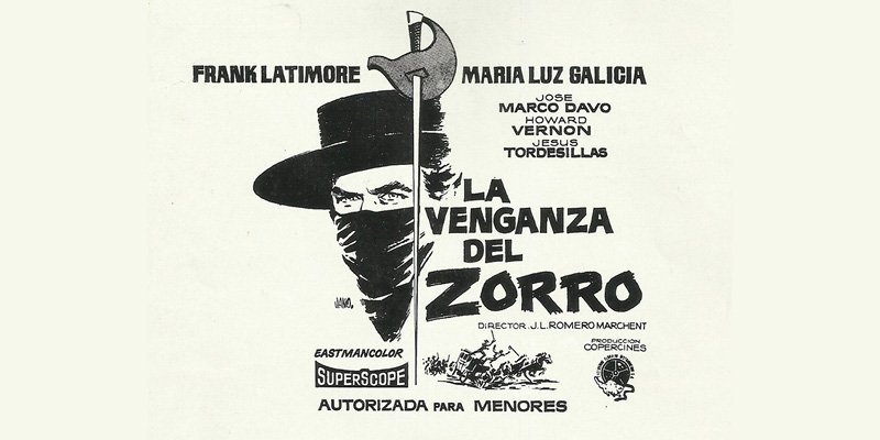Afiche promocional - La Venganza del Zorro (1962) - Peliculas del Zorro